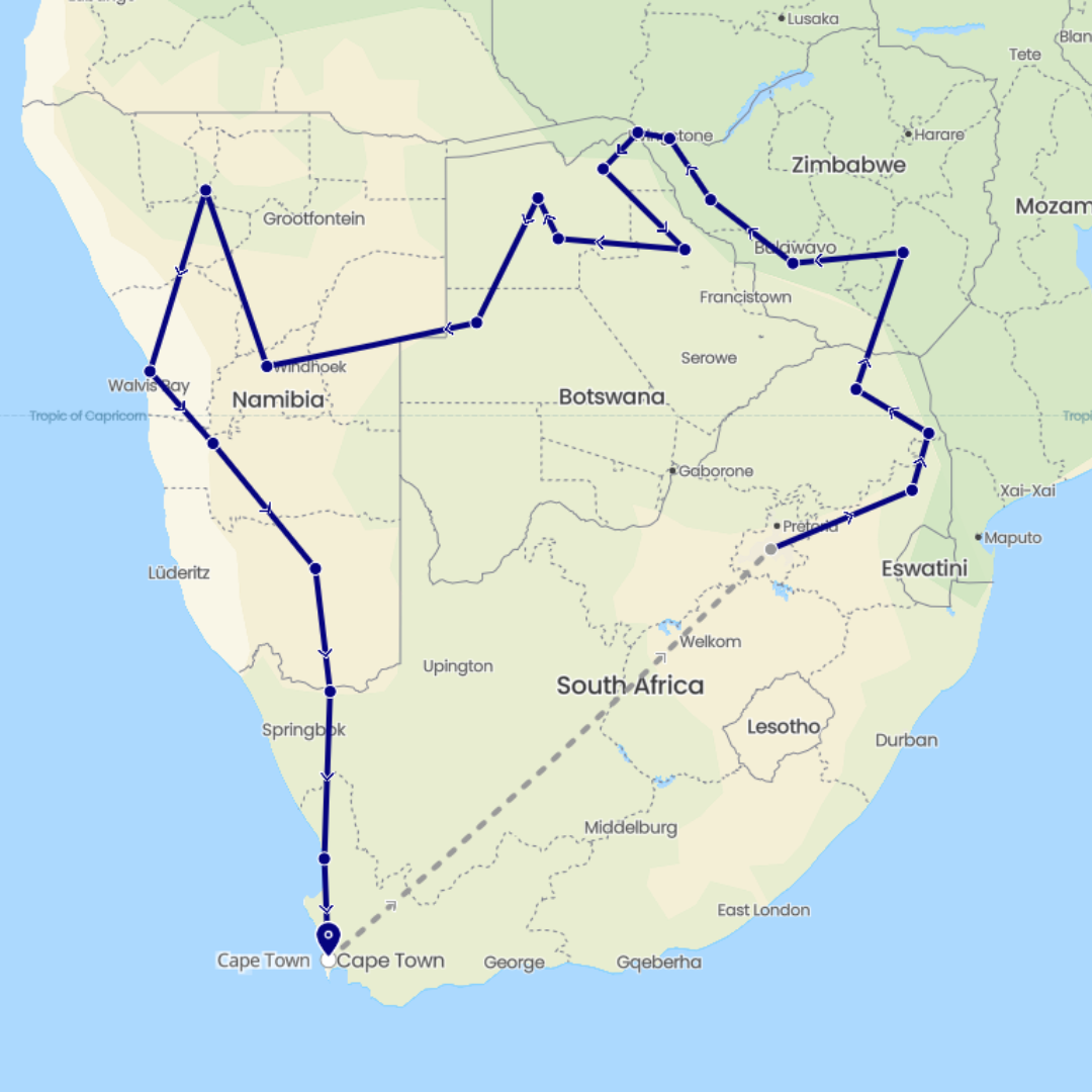 Best Of Southern Africa Trip Map