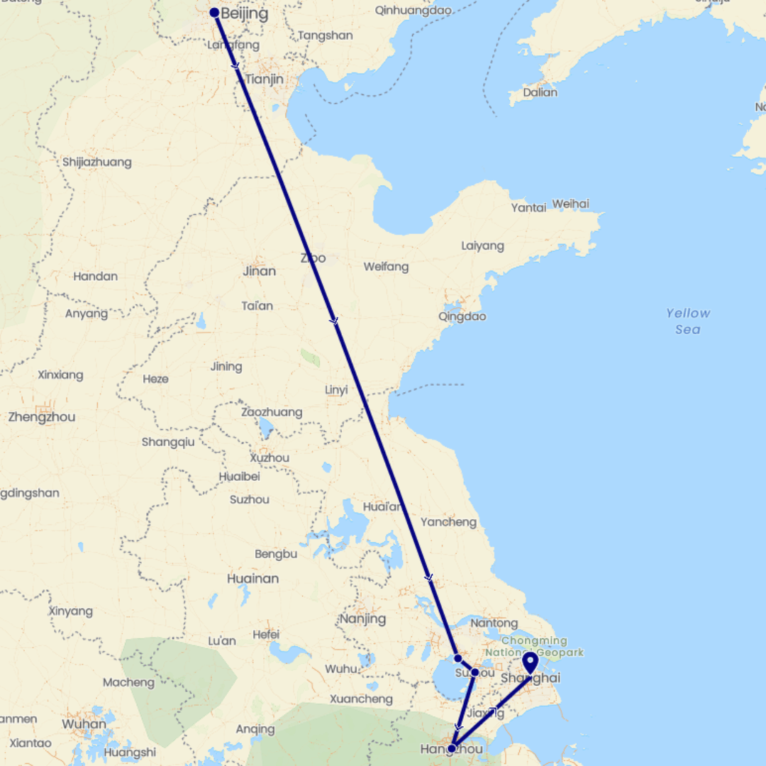 5 Star China Discovery Tour Map