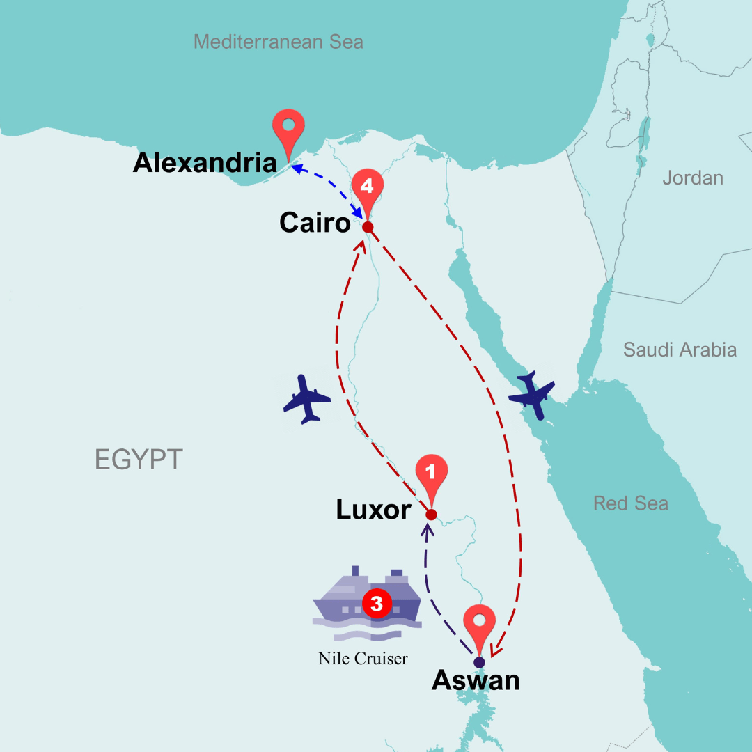 5 Star Amazing Egypt Tour Map