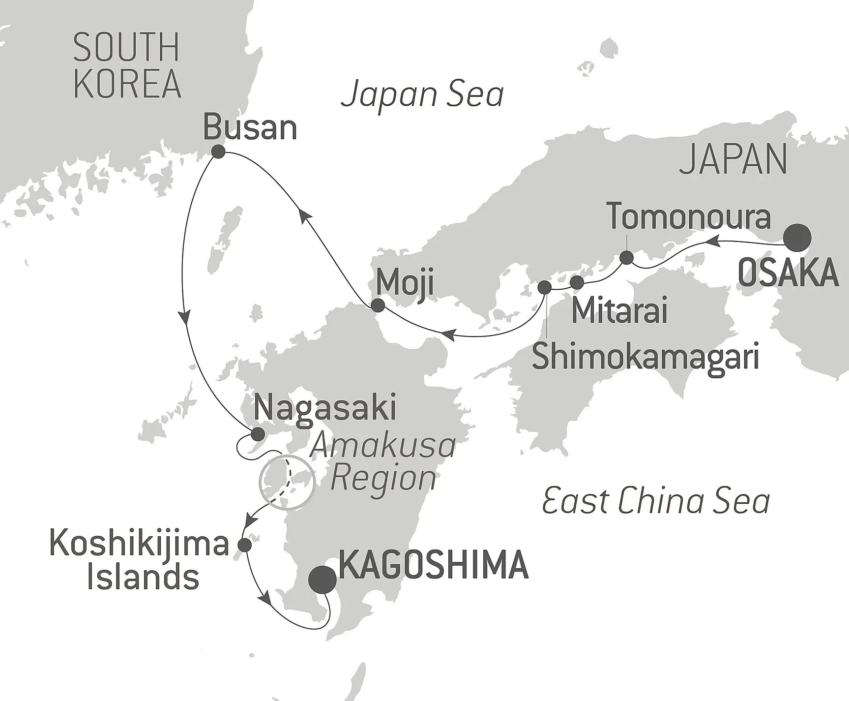 Luxury Cruise of Japan with PONANT and Traveldream Map