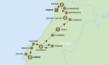 Discover Portugal Map with Back Roads Touring and Traveldream